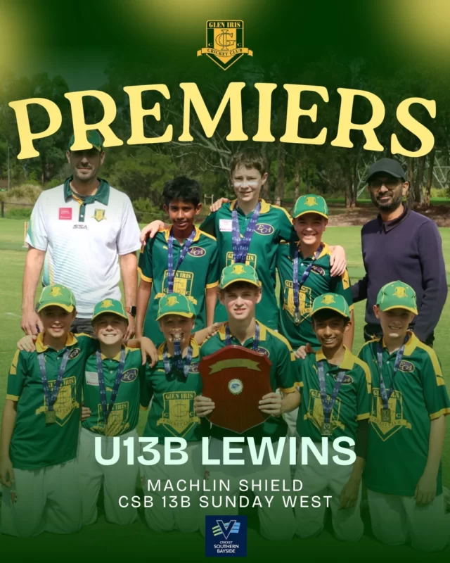Congratulations goes out to our two junior sides who won premierships this season!The U13B Lewins came away winners in their Cricket Southern Bayside Sunday competition, and the U14B mixed side came away victorious in the ECA U14B2 division!#gleniris #teamthatssupreme