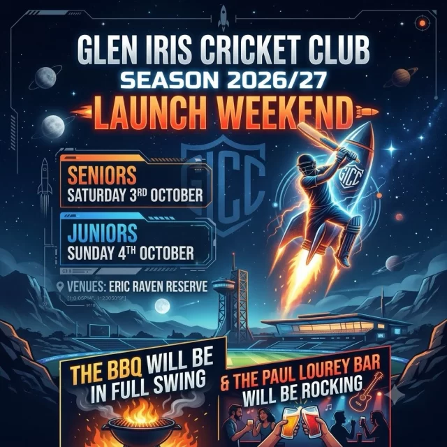 Good afternoon GICC family!Hope you’re all well. Only 8 short weeks until the start of the 2026/27 season! Please be advised that the club will be holding the Season Launch Weekend on October 3rd & 4th. Seniors Season Launch on Saturday 3rd October.Eric Raven ReserveStart time will be at the conclusion of all Round One matches.  Or earlier (time tba) depending on weather and turf grounds availability.The Paul Lourey Bar will be open, we’ll fire up the BBQ and perhaps even raffle a meat tray.A word from the President, a word from the Coach and the first Match Reports for season 2026/27! Juniors Season Launch on Sunday 4th October.Eric Raven ReserveTime: 4-6pm.The Paul Lourey Bar will be open, and merchandise will be available for purchase and pickup from 4pm.Speeches and BBQ food provided from 5pm. See you all there!