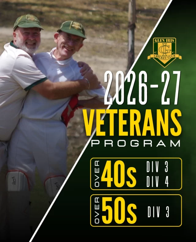 The Over 50s side is BACK for 2026-27!Our Veterans program is open to any and all 40+ interested in giving it a crack or returning to Glen Iris.Matches run every other Sunday from 1:00. Registration is open via our website!